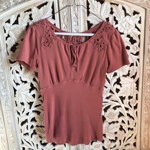 Free People Pink Stretch Blouse